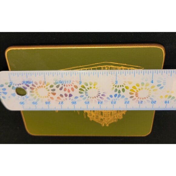 Vintage Harrods Luxury British Department Store Felt Back Gold Trim Coaster Set - Picture 4 of 7